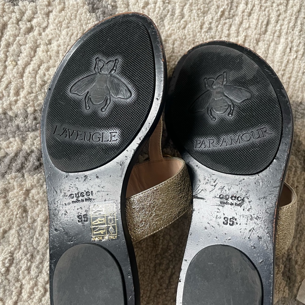 Gucci Metallic Gold Women's Sandals - Picture 6 of 7